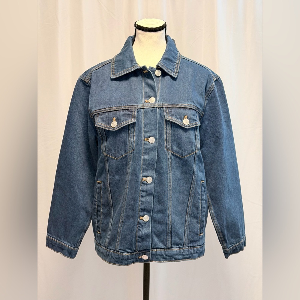 Quince 100% Organic Cotton Oversized Denim Jacket NWT Small, Dark Indigo